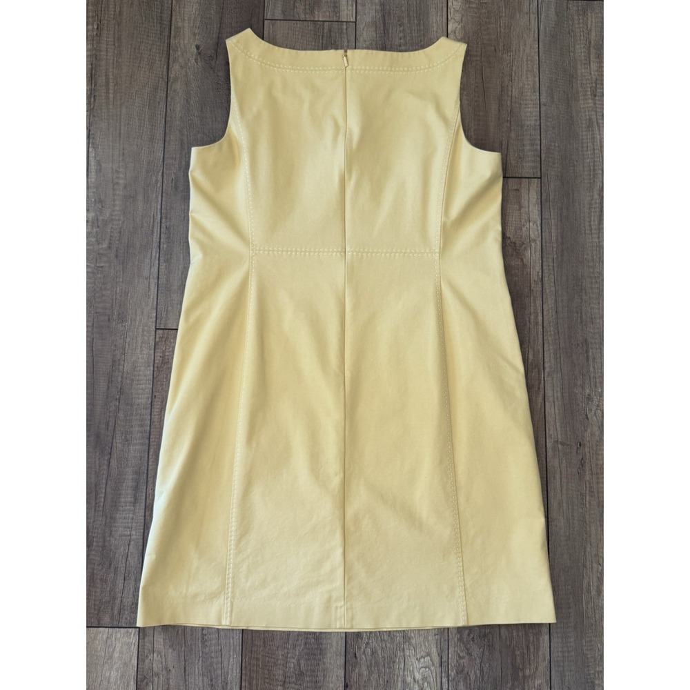 Lafayette 148 Yellow Sheath Dress Contrast Stitch Back Zip Pockets XL Quiet Lux - Picture 9 of 13